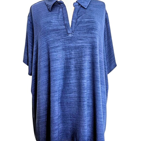 J.Jill Wearever Navy V Neck 1/2 Sleeve Jersey Knit Stretch Pullover Plus Sz 4X - Picture 2 of 11